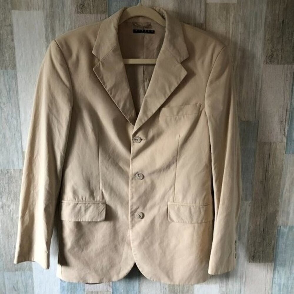 Sisley Button Semi Fitted Blazer Women's size 12 Nude Beige Tan Made in Italy
